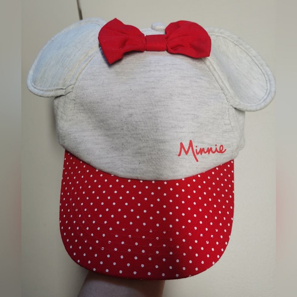 Disney Minnie Mouse Ears Kids Red Gray Baseball Girls Hat One Size